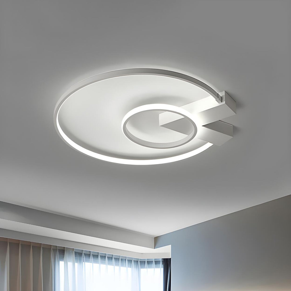 Trendy Gold 2-Circle V LED Flush Mount Ceiling Light Image - 6