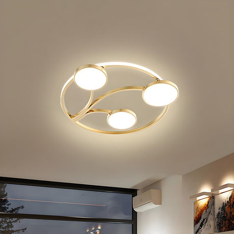 Trendy Gold Circle Branch LED Flush Mount Ceiling Light Image - 1