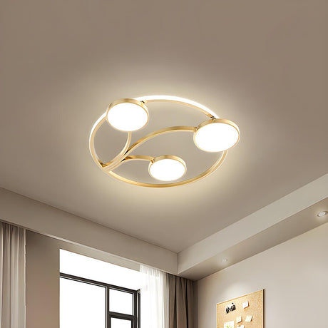 Trendy Gold Circle Branch LED Flush Mount Ceiling Light Image - 2