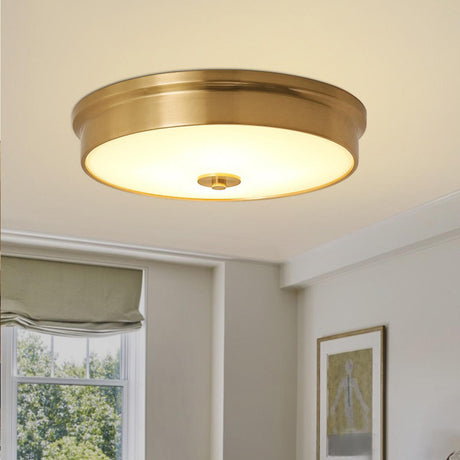 Trendy Gold Circle Metal LED Flush Mount Ceiling Light Image - 1