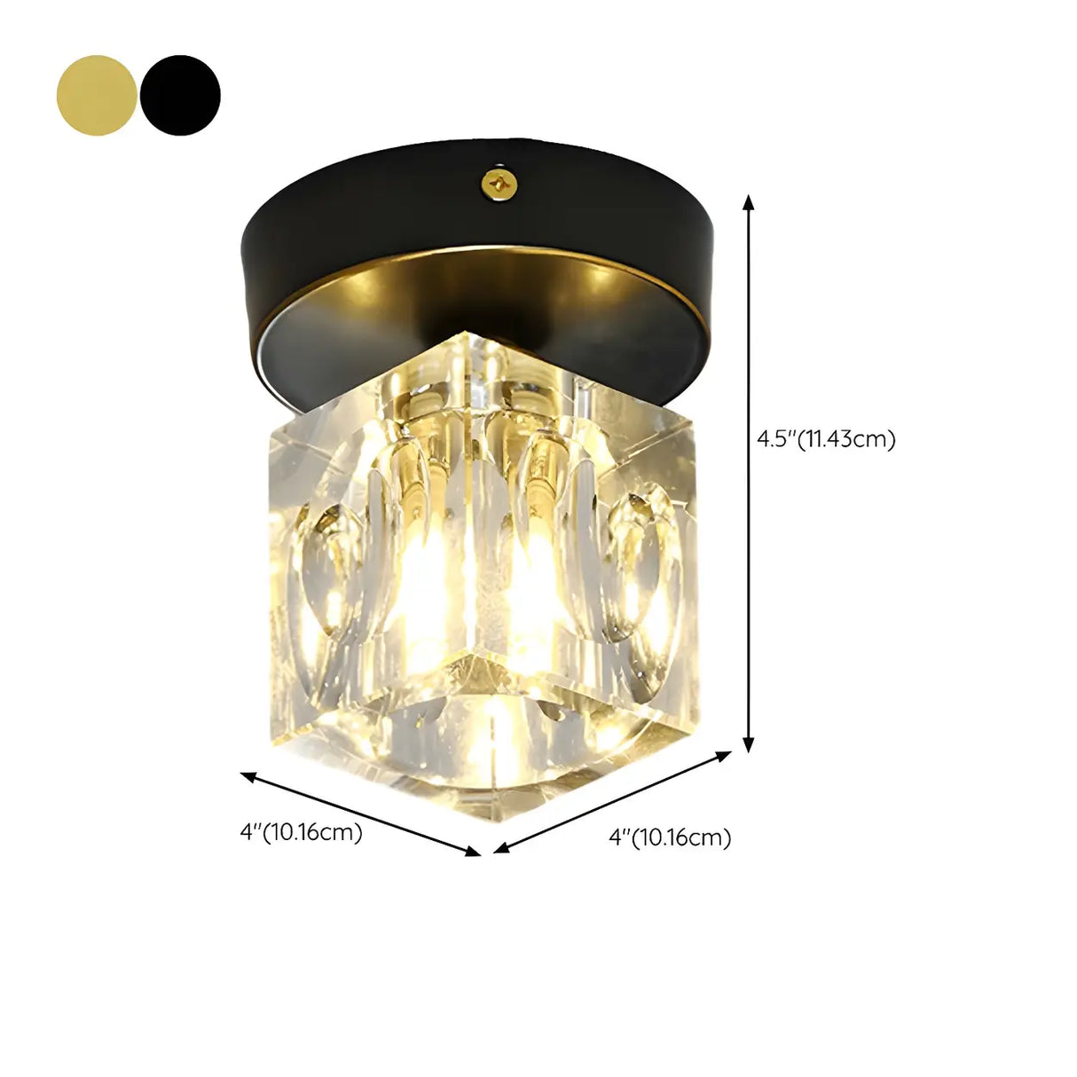 Trendy Gold Cube Crystal Semi-Flush Mount Ceiling Light 