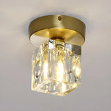 Trendy Gold Cube Crystal Semi-Flush Mount Ceiling Light Image - 7