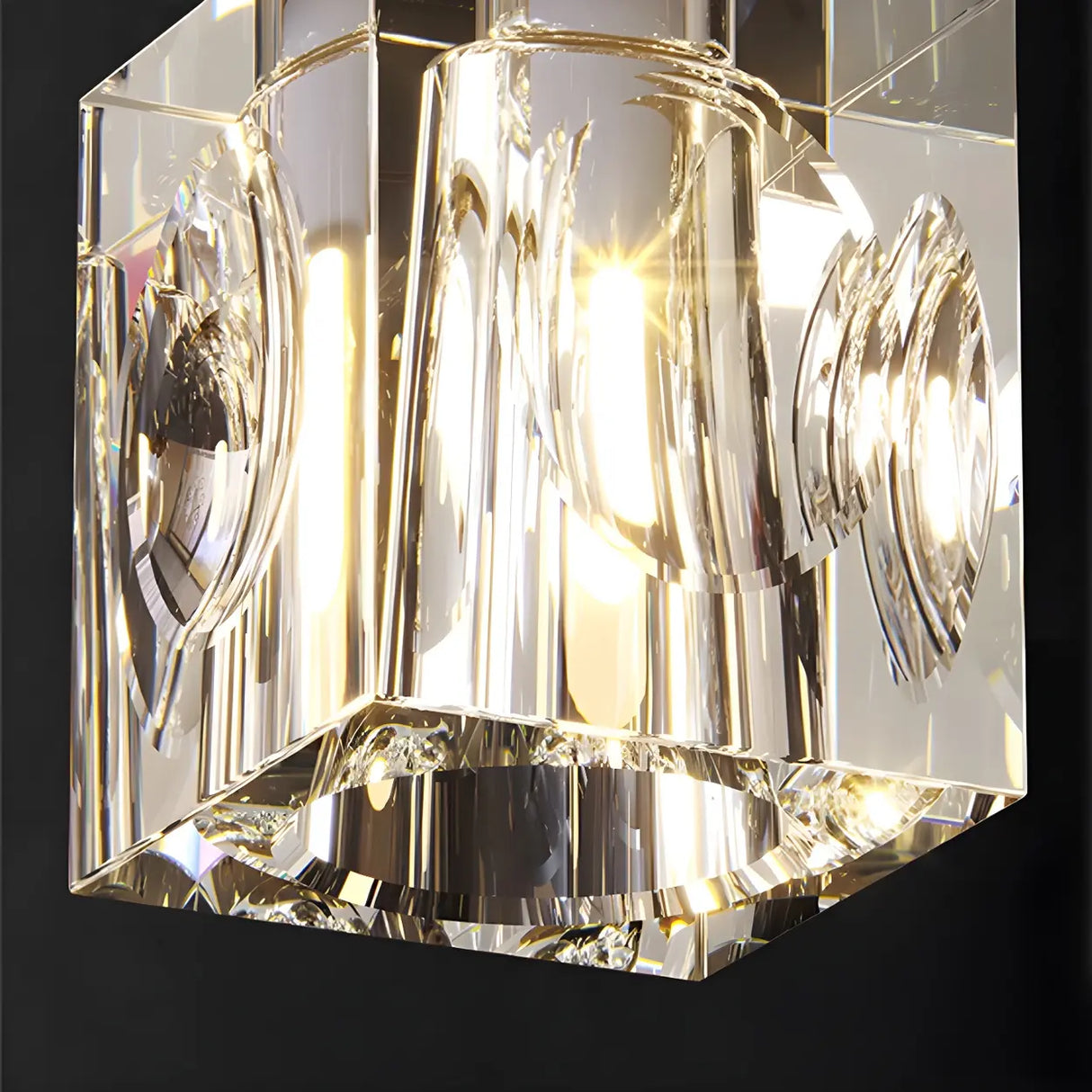 Trendy Gold Cube Crystal Semi-Flush Mount Ceiling Light Image - 8