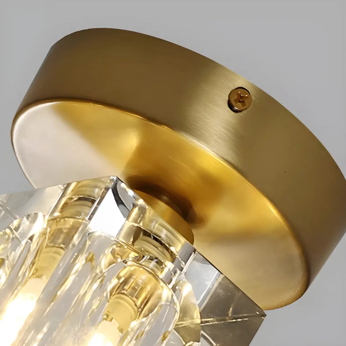 Trendy Gold Cube Crystal Semi-Flush Mount Ceiling Light Image - 9