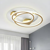 Trendy Gold Dual Ring LED Semi-Flush Mount Ceiling Lamp Image - 1