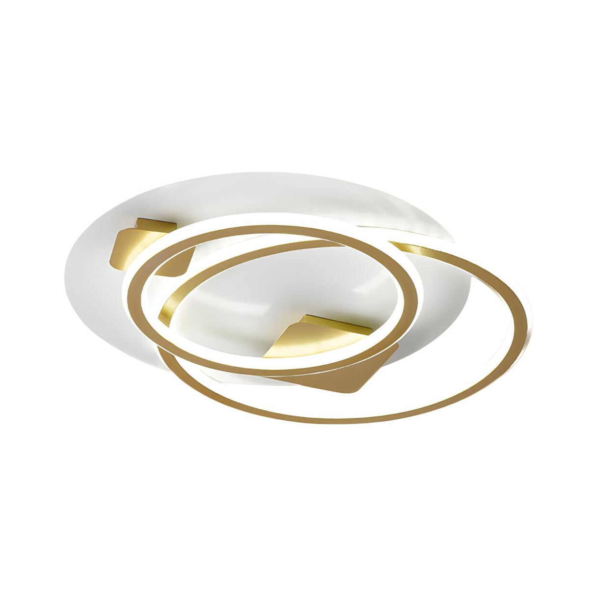 Trendy Gold Dual Ring LED Semi-Flush Mount Ceiling Lamp Image - 3