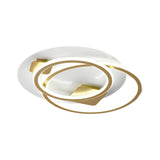 Trendy Gold Dual Ring LED Semi-Flush Mount Ceiling Lamp Image - 3