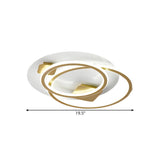 Trendy Gold Dual Ring LED Semi-Flush Mount Ceiling Lamp #size