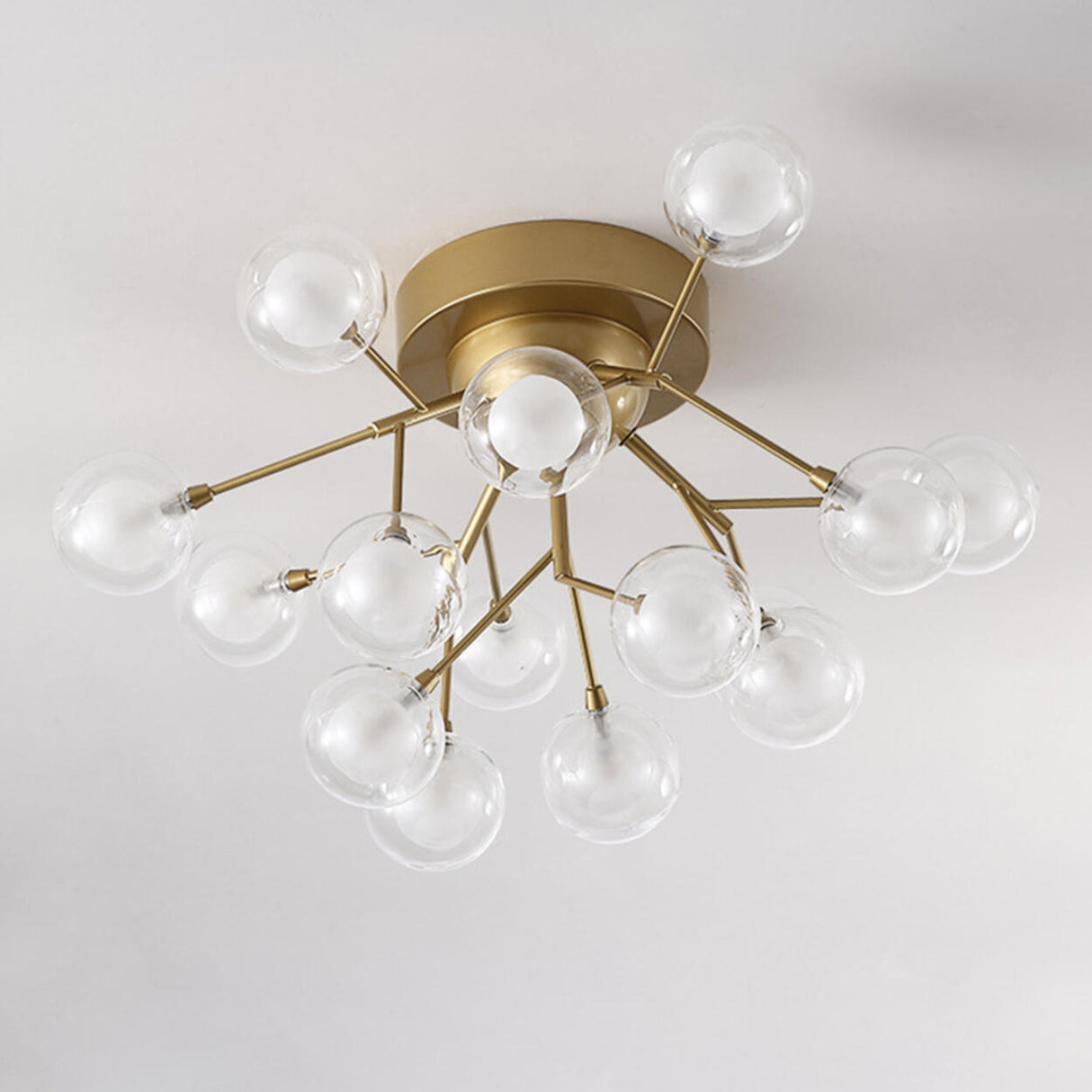 Trendy Gold Firefly Ball Semi-Flush Mount Ceiling Light Image - 13