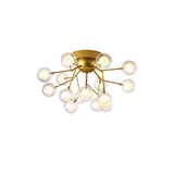 Trendy Gold Firefly Ball Semi-Flush Mount Ceiling Light Image - 2