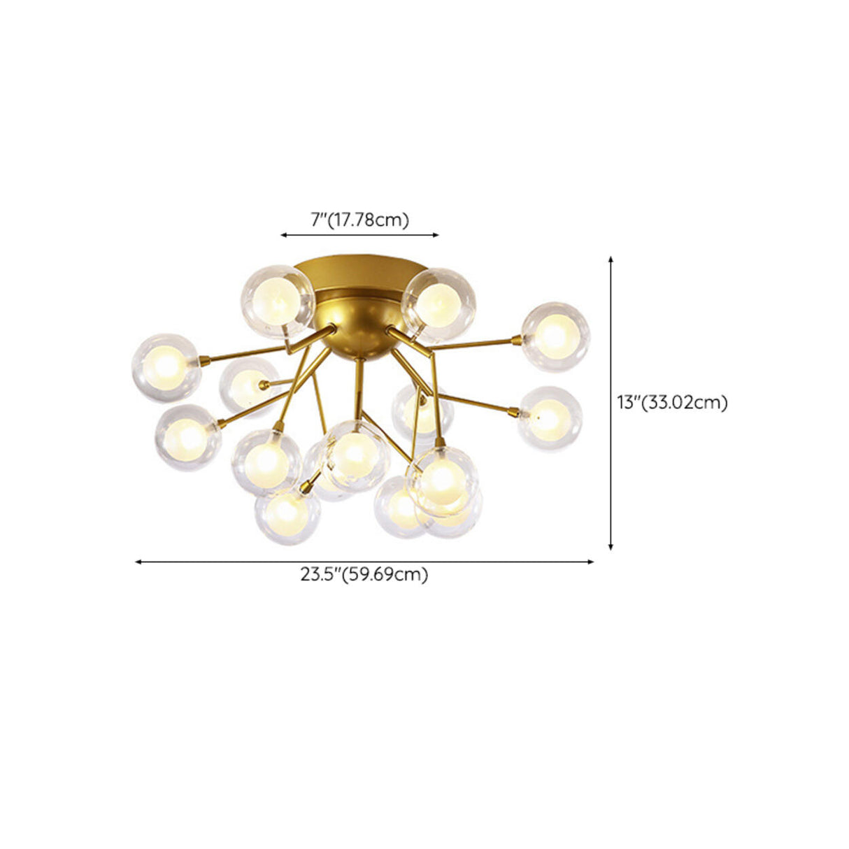 Trendy Gold Firefly Ball Semi-Flush Mount Ceiling Light 