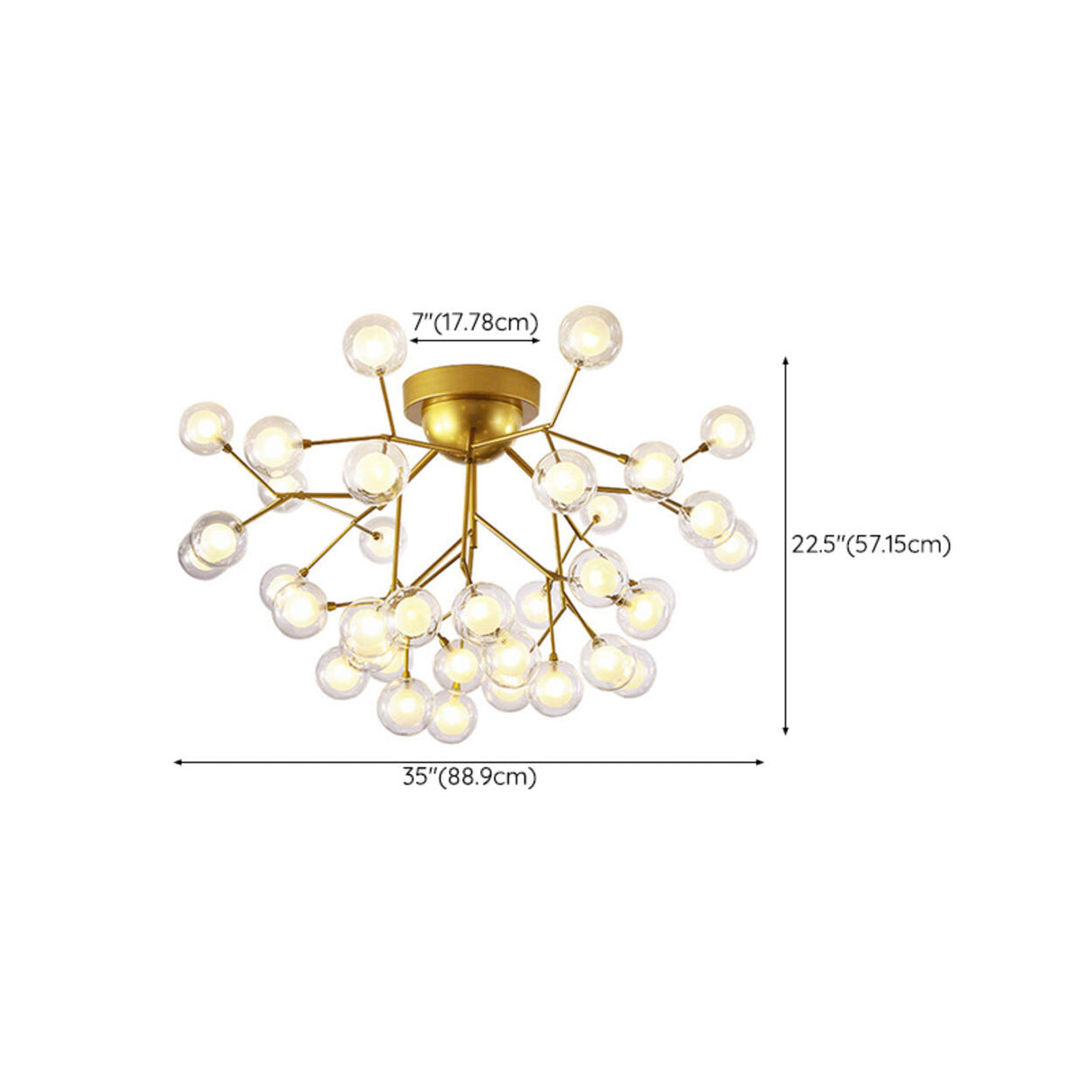 Trendy Gold Firefly Ball Semi-Flush Mount Ceiling Light Image - 22