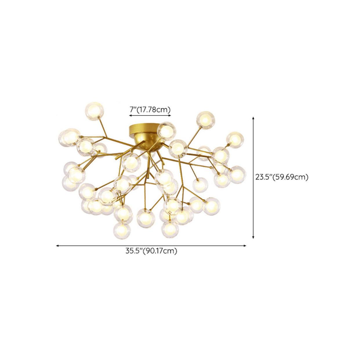 Trendy Gold Firefly Ball Semi-Flush Mount Ceiling Light Image - 23