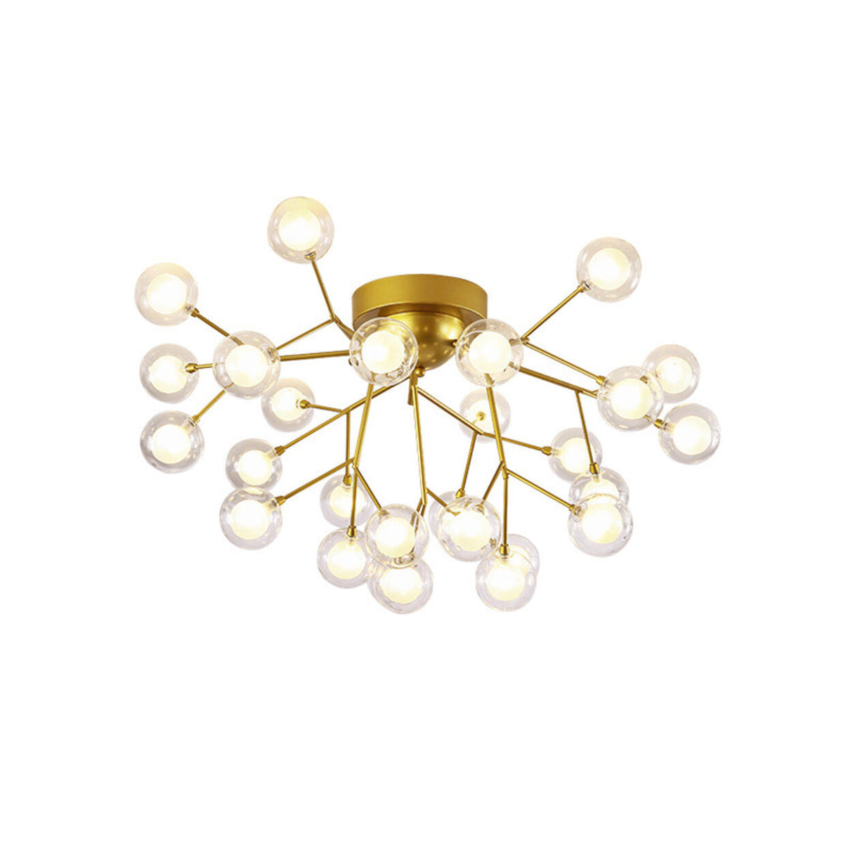 Trendy Gold Firefly Ball Semi-Flush Mount Ceiling Light Image - 3