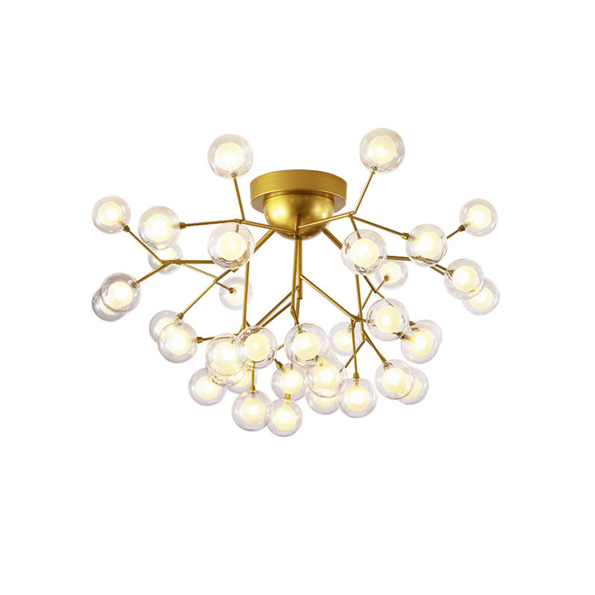 Trendy Gold Firefly Ball Semi-Flush Mount Ceiling Light Image - 5