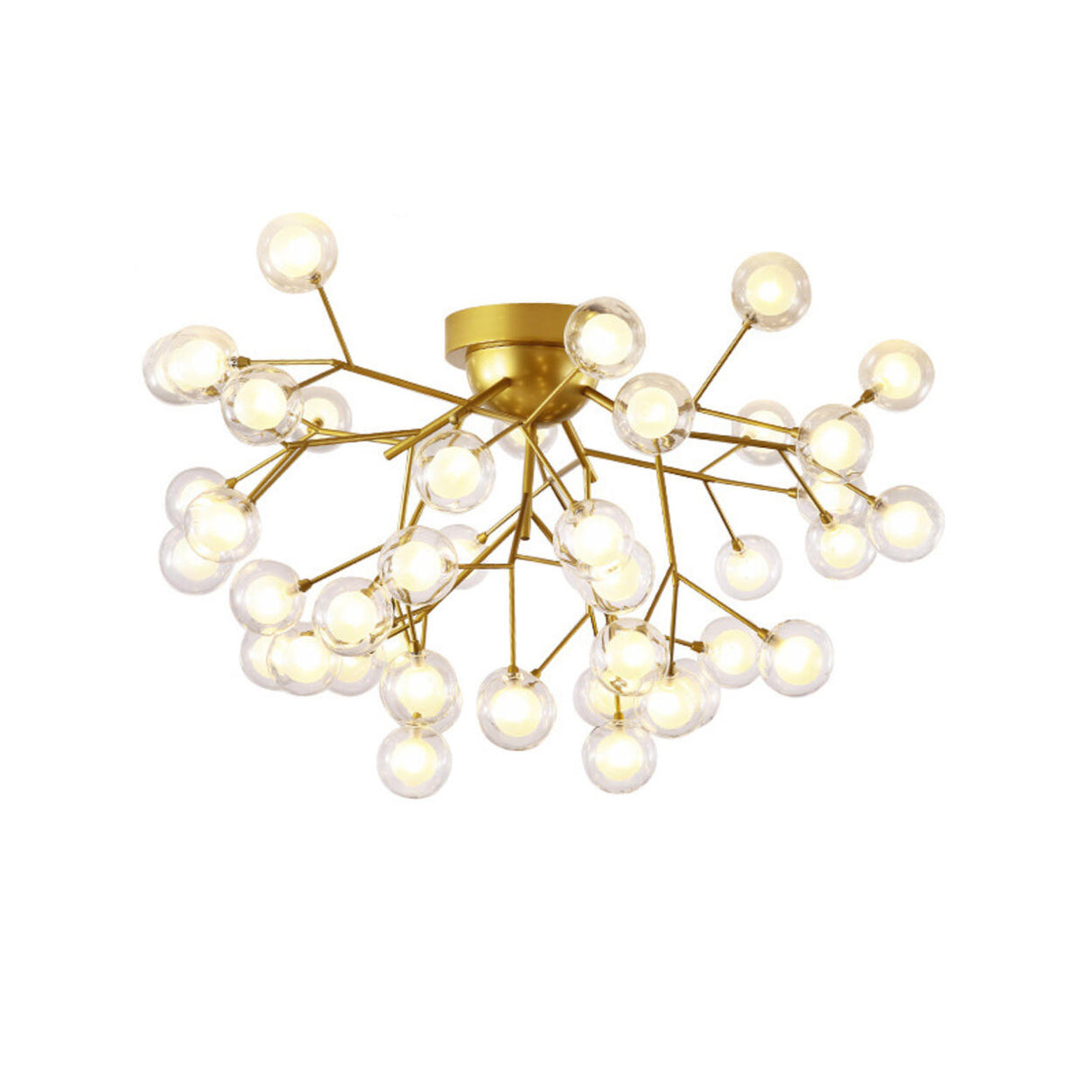 Trendy Gold Firefly Ball Semi-Flush Mount Ceiling Light Image - 7