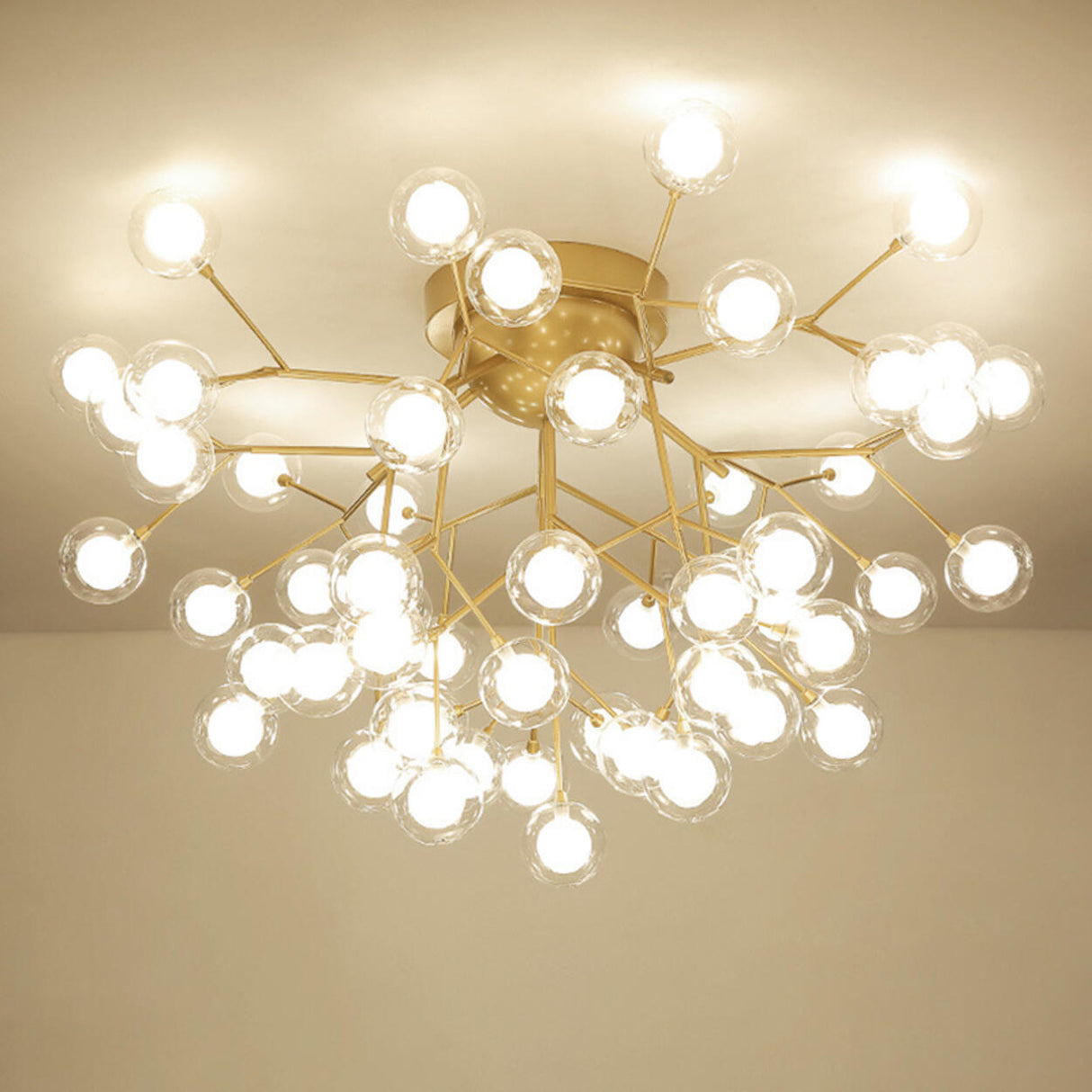 Trendy Gold Firefly Ball Semi-Flush Mount Ceiling Light Image - 9