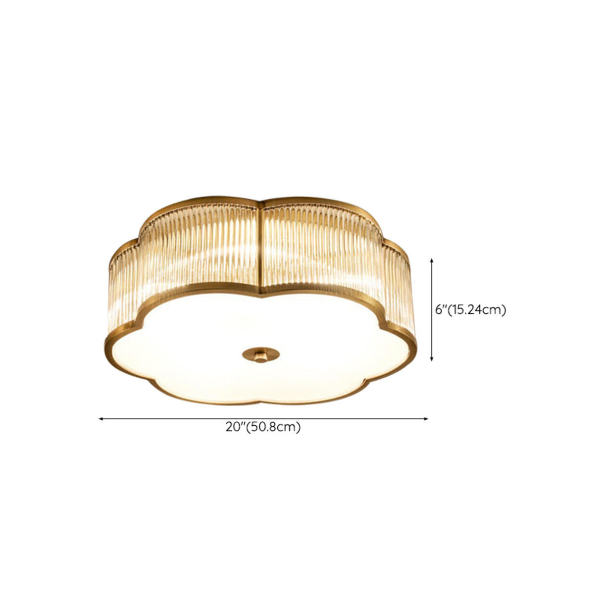 Trendy Gold Flower Drum Glass Semi-Flush Ceiling Light Image - 21