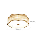 Trendy Gold Flower Drum Glass Semi-Flush Ceiling Light Image - 21