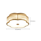 Trendy Gold Flower Drum Glass Semi-Flush Ceiling Light Image - 22