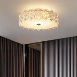 Trendy Gold Round Hexagonal Glass Semi-Flush Mount Lamp Image - 1