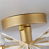 Trendy Gold Round Hexagonal Glass Semi-Flush Mount Lamp Image - 15