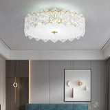 Trendy Gold Round Hexagonal Glass Semi-Flush Mount Lamp Image - 16