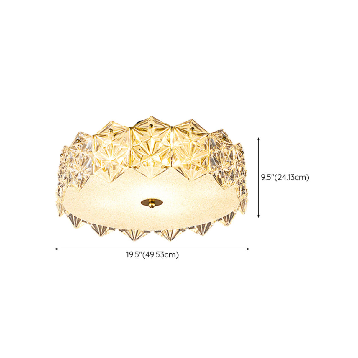 Trendy Gold Round Hexagonal Glass Semi-Flush Mount Lamp Image - 19