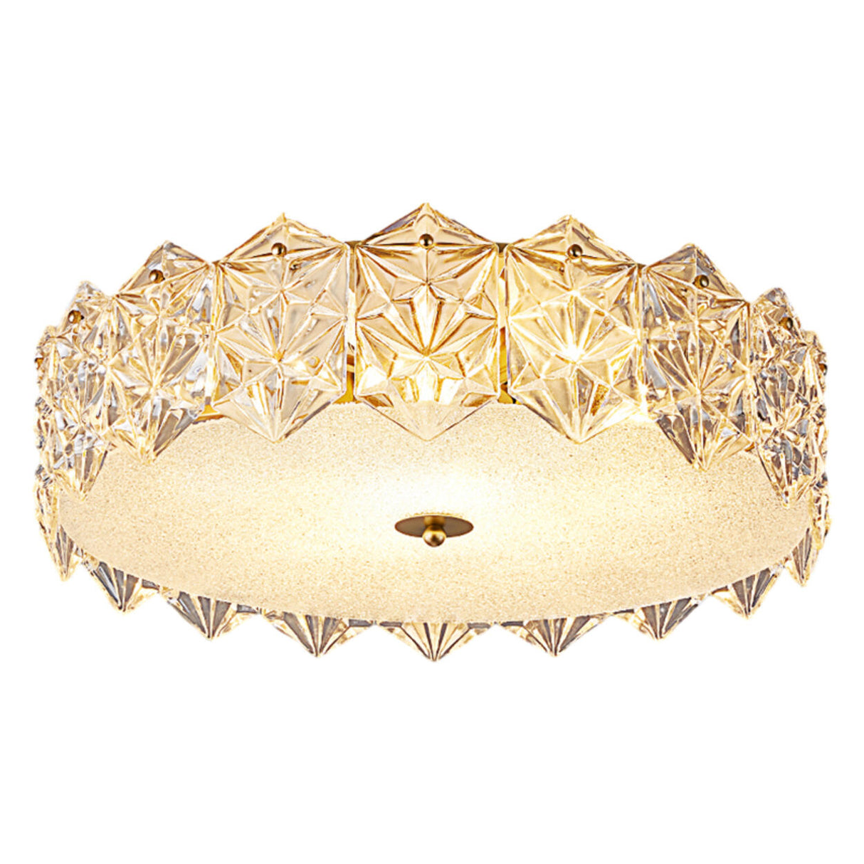 Trendy Gold Round Hexagonal Glass Semi-Flush Mount Lamp Image - 8