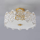 Trendy Gold Round Hexagonal Glass Semi-Flush Mount Lamp Image - 9