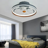 Trendy Green Circle Modern Ceiling Fan with LED Light Image - 1