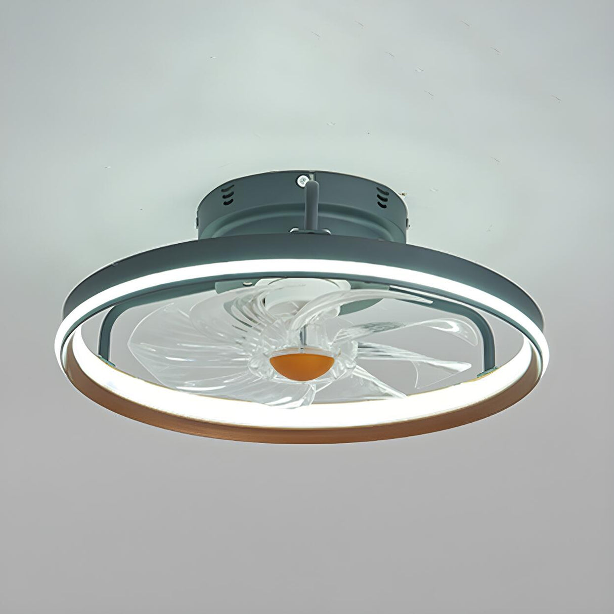 Trendy Green Circle Modern Ceiling Fan with LED Light Image - 8