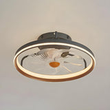 Trendy Green Circle Modern Ceiling Fan with LED Light Image - 9