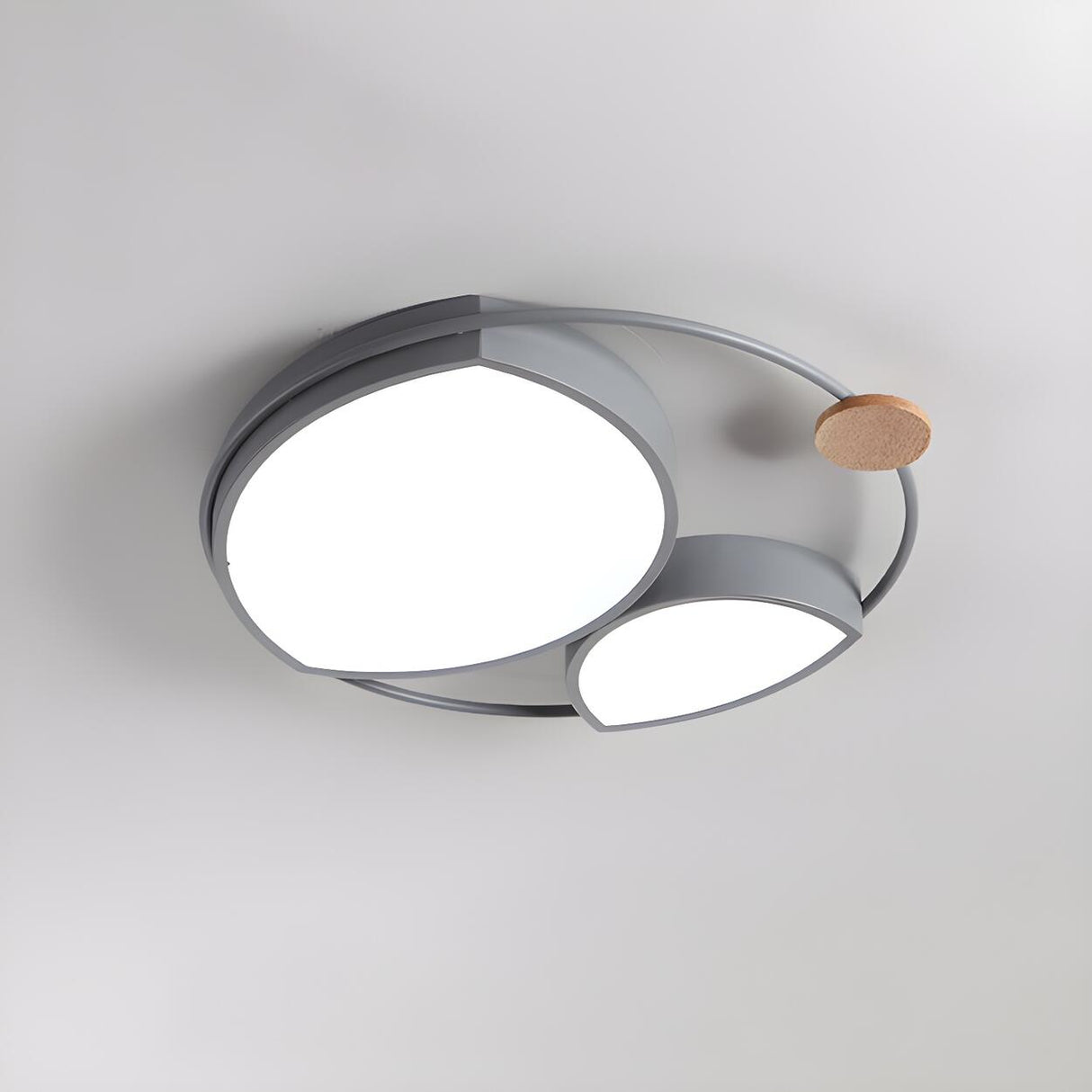 Trendy Grey Geometric Arc LED Flush Mount Ceiling Light Image - 3