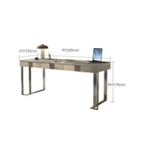 Trendy Grey Stone Rectangle Drawers Sled Writing Desk Image - 13