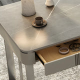 Trendy Grey Stone Rectangle Drawers Sled Writing Desk Image - 7