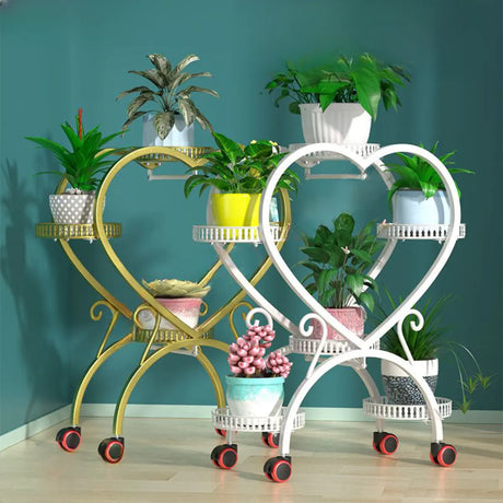 Trendy Heart Shape Metal Sliding Multi-Tier Plant Stand Image - 1