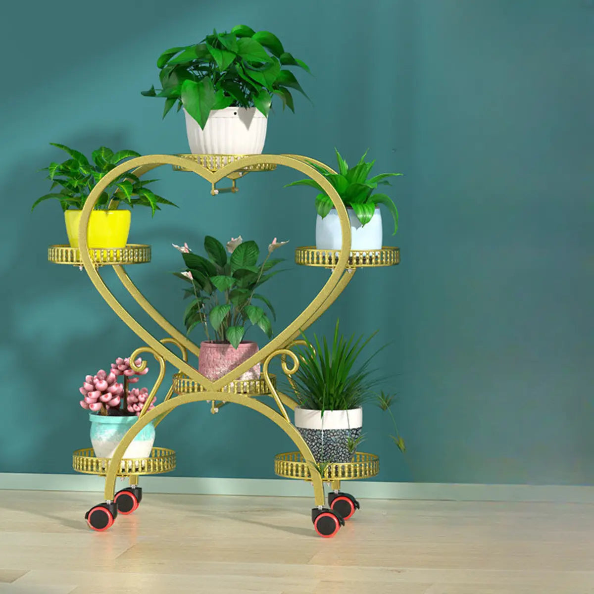 Trendy Heart Shape Metal Sliding Multi-Tier Plant Stand Image - 3