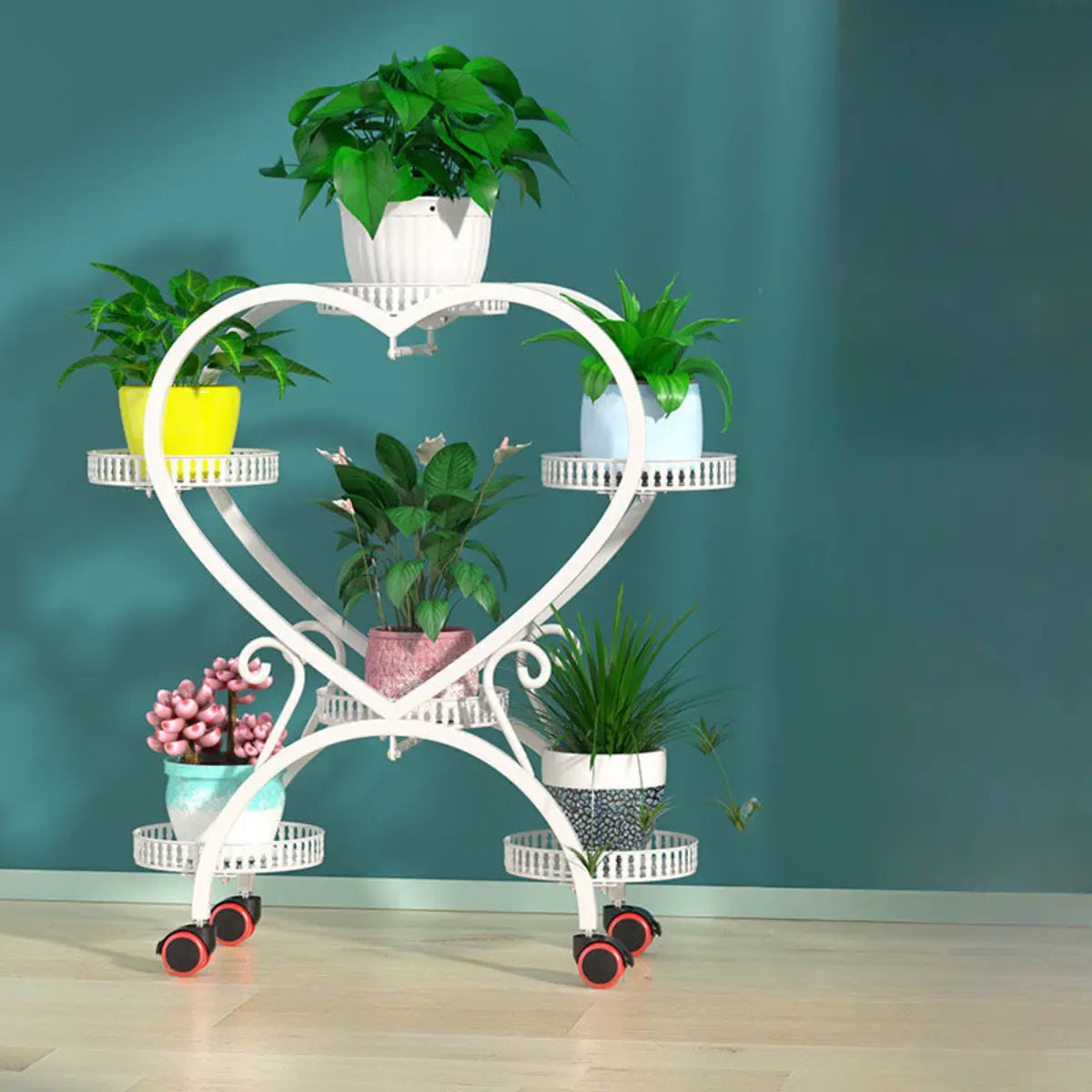 Trendy Heart Shape Metal Sliding Multi-Tier Plant Stand Image - 4