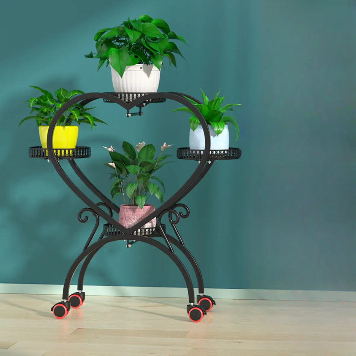 Trendy Heart Shape Metal Sliding Multi-Tier Plant Stand Image - 5