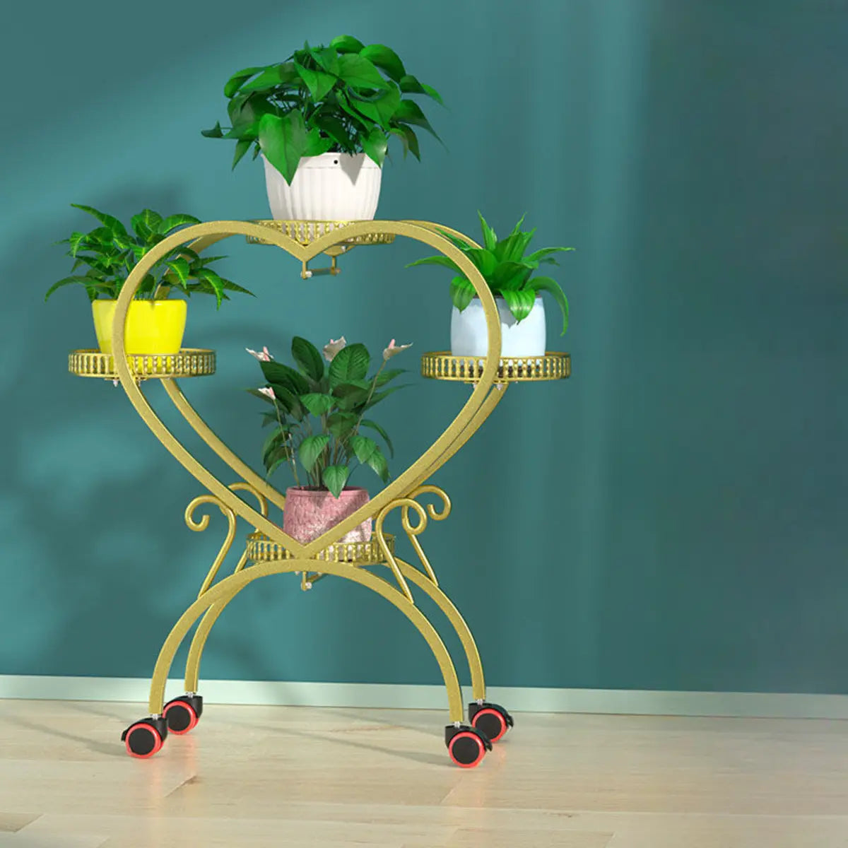 Trendy Heart Shape Metal Sliding Multi-Tier Plant Stand Image - 9