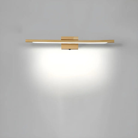 Trendy Linear Wood-Color LED Bathroom Vanity Light Image - 2