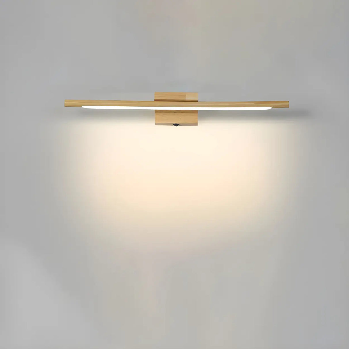 Trendy Linear Wood-Color LED Bathroom Vanity Light Image - 3