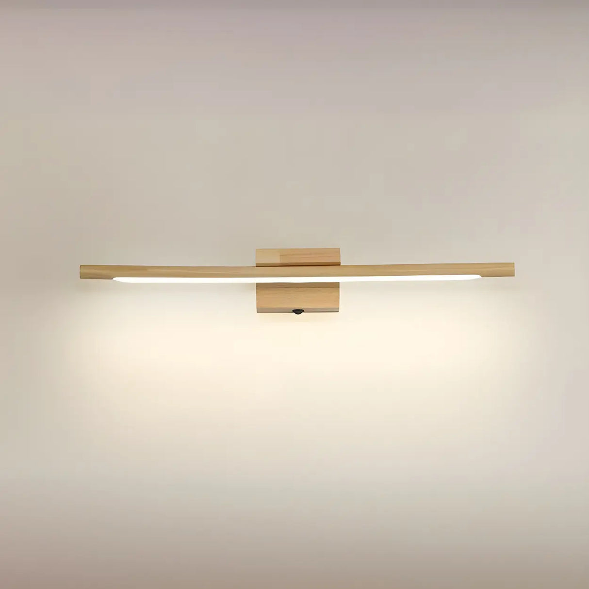 Trendy Linear Wood-Color LED Bathroom Vanity Light Image - 7