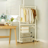 Trendy Minimalist Metal White 2 Tiers Mobile Coat Rack Image - 1