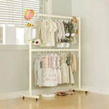 Trendy Minimalist Metal White 2 Tiers Mobile Coat Rack Image - 11