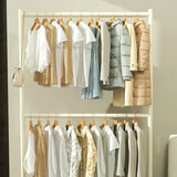 Trendy Minimalist Metal White 2 Tiers Mobile Coat Rack Image - 12