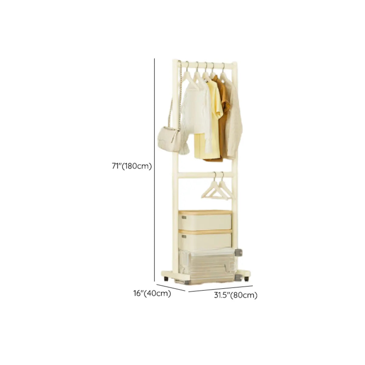 Trendy Minimalist Metal White 2 Tiers Mobile Coat Rack Image - 19