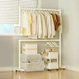 Trendy Minimalist Metal White 2 Tiers Mobile Coat Rack Image - 5