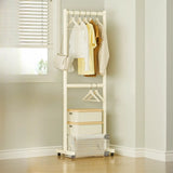 Trendy Minimalist Metal White 2 Tiers Mobile Coat Rack Image - 7